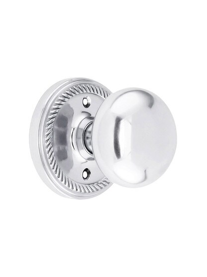 Rope Rosette Style Door Set With Round Brass Knobs Polished Chrome.